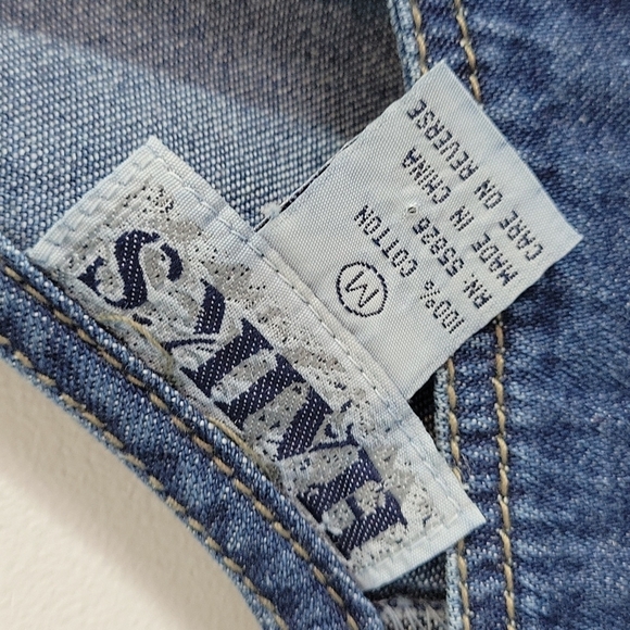 Vintage Denim overalls dress with Bunny Rabbit Applique size Medium - Picture 7 of 14